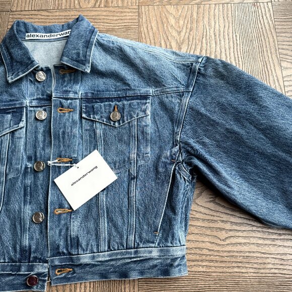 NWT Alexander Wang Denim Jacket With Silver Nickel Coin Buttons - Picture 5 of 14